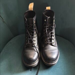 Dr. Martens Black Combat Boots with Lace-Up Design - Vegan "leather